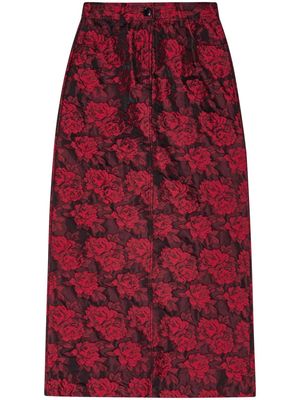 GANNI botanical-print jacquard maxi skirt - Red
