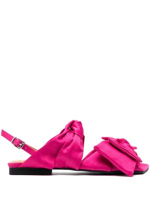 GANNI bow-detail satin-finish sandals - Pink