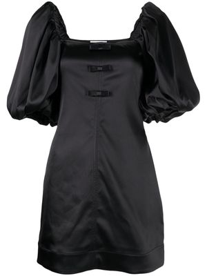 GANNI bow-detail satin minidress - Black