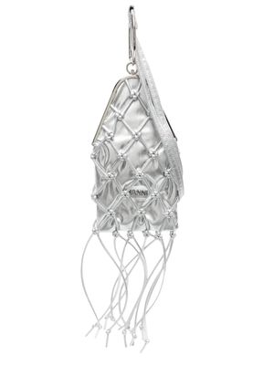 GANNI braid-detail clutch bag - Silver