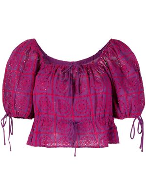GANNI broderie anglaise crop top - Pink