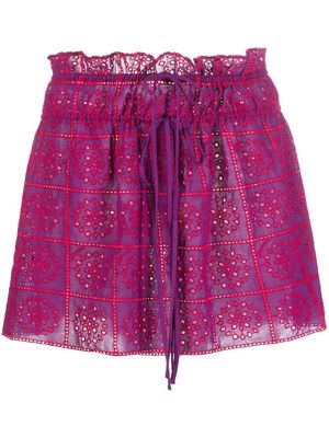 GANNI broderie anglaise organic cotton miniskirt - Pink