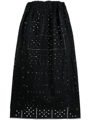 GANNI broderie anglaise organic cotton skirt - Black