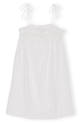 Ganni Broderie Anglaise Organic Cotton Sundress in Bright White