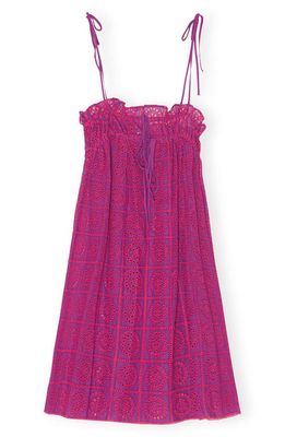 Ganni Broderie Anglaise Organic Cotton Sundress in Sparkling Grape