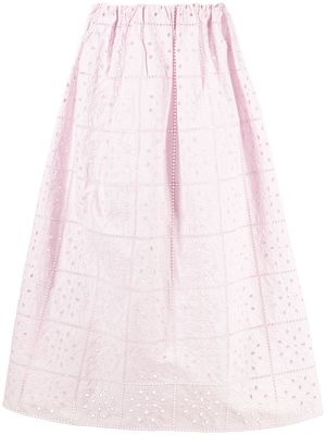 GANNI broderie-anglaise straight skirt - Pink