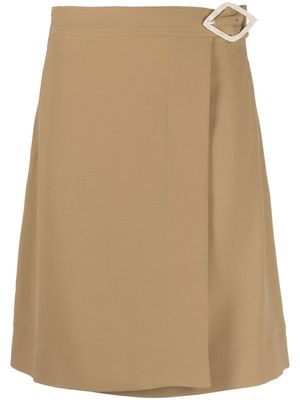 GANNI buckle-detail A-line skirt - Brown