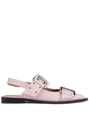 GANNI buckled-strap slingback ballerina shoes - Pink