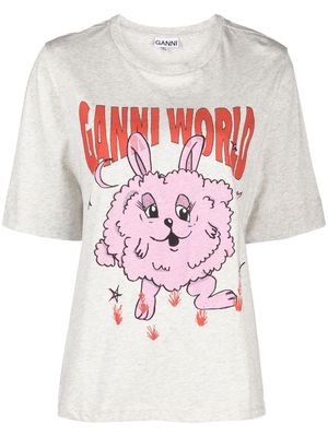 GANNI Bunny print T-shirt - Grey