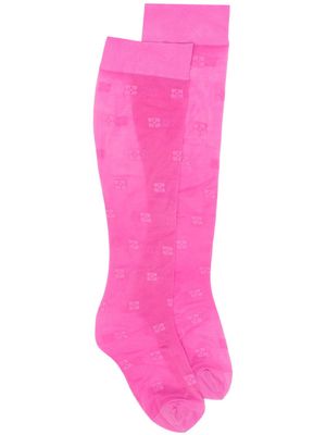 GANNI butterfly-pattern semi-sheer socks - Pink