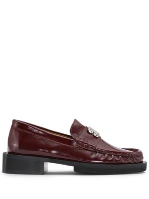 GANNI Butterfly-plaque leather loafers - Red