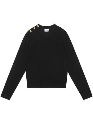 GANNI button-embellished knitted jumper - Black