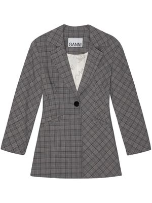 GANNI Check Mix single-breasted blazer - Grey