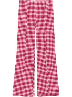GANNI check-print flared trousers - Pink