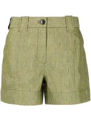 GANNI checked tailored shorts - Yellow