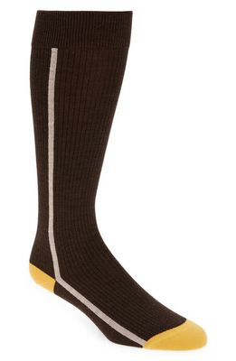 Ganni Colorblock Merino Wool Blend Knee Socks in Mole