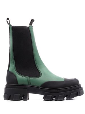 GANNI colour-block leather ankle boots - Green