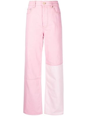 GANNI colour-block straight-leg jeans - Pink