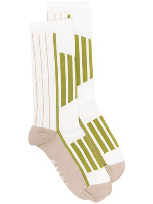 GANNI colour-block striped socks - Neutrals