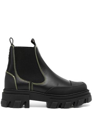 GANNI contrast-stitching low Chelsea boots - Black