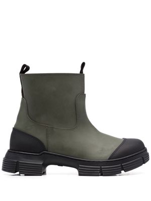 GANNI contrast toe-cap detail boots - Green