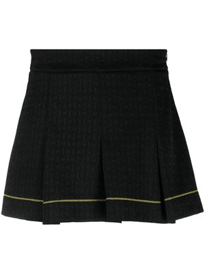 GANNI contrast-trim pleated miniskirt - Black
