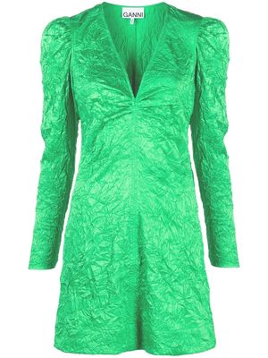 GANNI crinkled-effect dress - Green