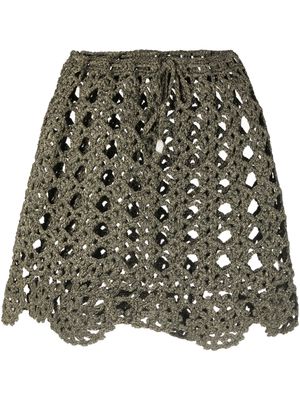 GANNI crochet-knit miniskirt - Black