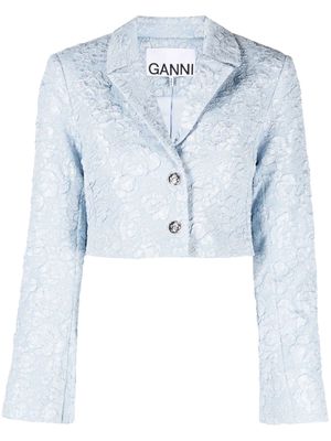 GANNI cropped jacquard jacket - Blue