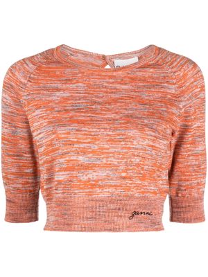 GANNI cropped knitted top - Orange