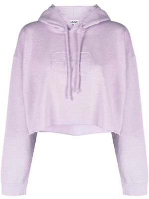 GANNI cropped organic cotton hoodie - Purple
