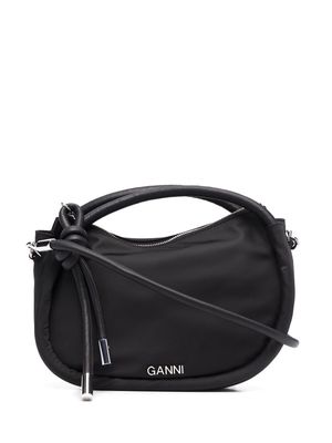 GANNI curved logo-letter tote bag - Black