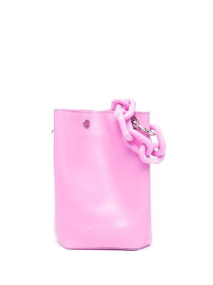 GANNI curved logo-letter tote bag - Pink