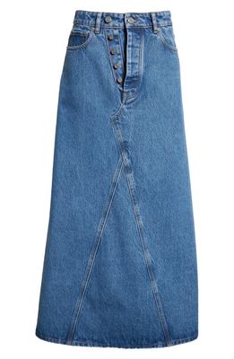 Ganni Denim Maxi Skirt in Mid Blue Stone