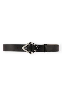 Ganni Diamond Buckle Recycled Leather Belt in Black
