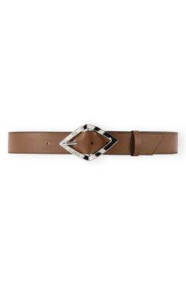 Ganni Diamond Buckle Recycled Leather Belt in Tigers Eye