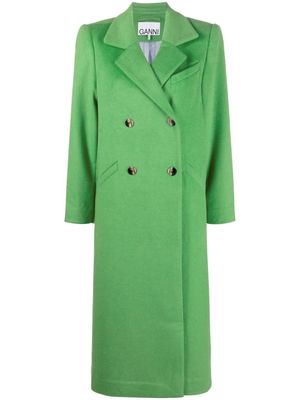 GANNI double-breasted button-fastening coat - Green