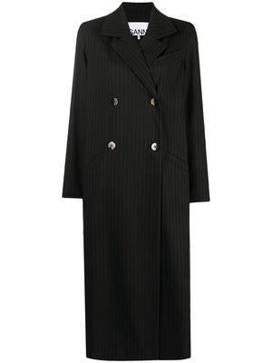 GANNI double-breasted striped coat - Black