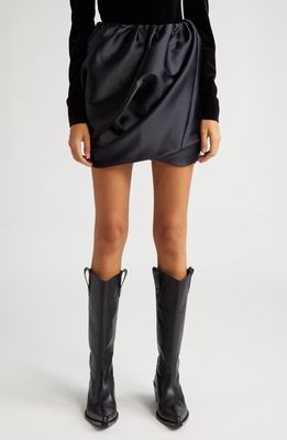 Ganni Double Satin Miniskirt in Black