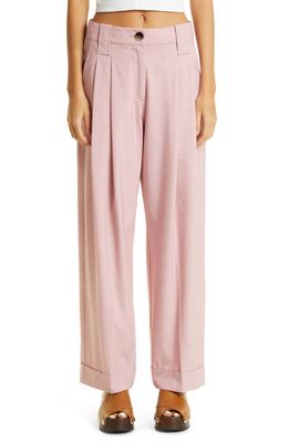 Ganni Drapey Pleated Cuff Trousers in Pink Tulle