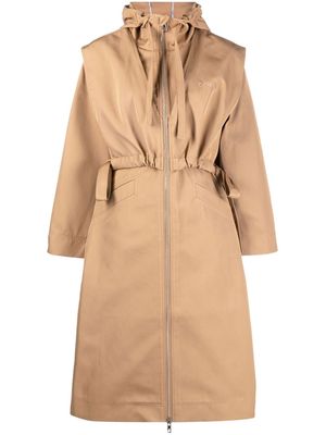 GANNI drawstring hooded coat - Neutrals