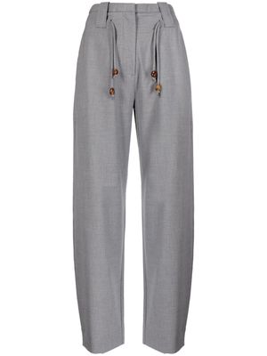GANNI drawstring-waist straight-leg trousers - Grey