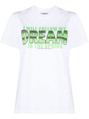 GANNI Dream-print organic cotton T-shirt - White