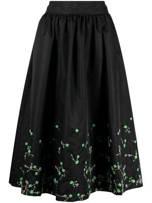 GANNI embellished-floral midi skirt - Black