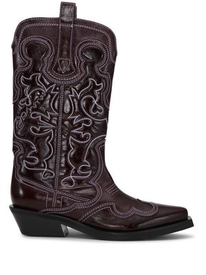 GANNI embroidered leather western boots