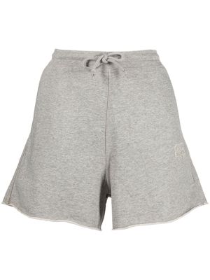 GANNI embroidered-logo drawstring shorts - Grey