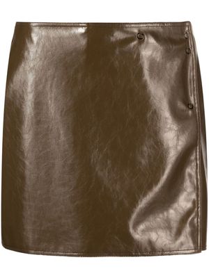 GANNI faux-leather mini skirt - Brown