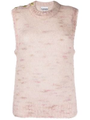 GANNI fine-knit sleeveless top - Pink