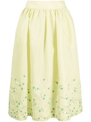 GANNI floral-embroidered skirt - Green