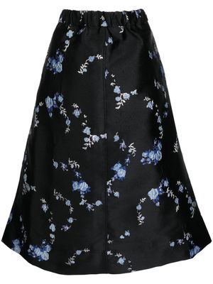 GANNI floral-jacquard midi skirt - Black